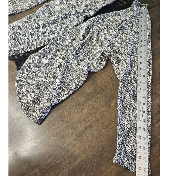 Lace Back Boho Cardigan Open Front Knit Black White Crochet Med - Picture 6 of 10